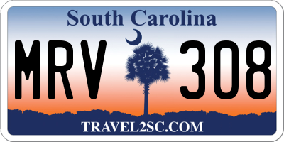 SC license plate MRV308