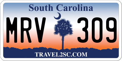 SC license plate MRV309