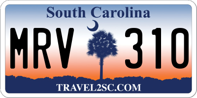 SC license plate MRV310