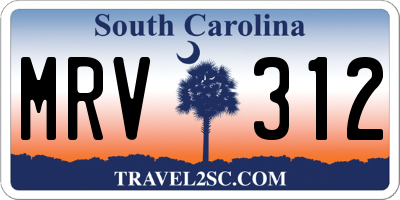 SC license plate MRV312