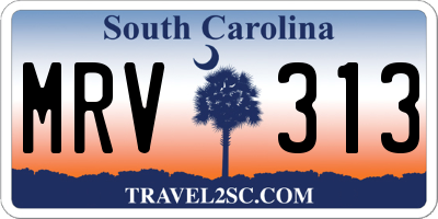 SC license plate MRV313