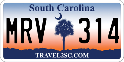 SC license plate MRV314