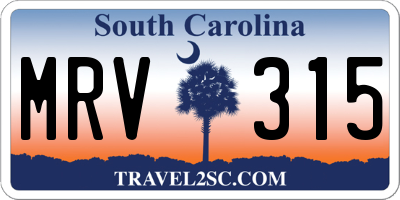 SC license plate MRV315