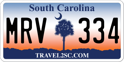 SC license plate MRV334