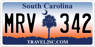 SC license plate MRV342