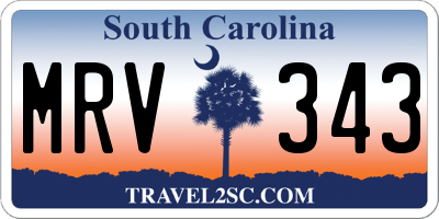 SC license plate MRV343