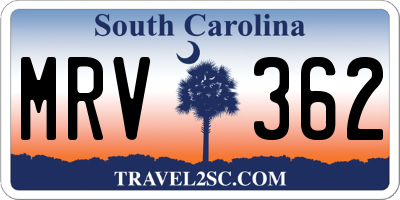 SC license plate MRV362