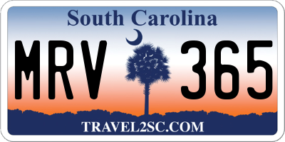 SC license plate MRV365
