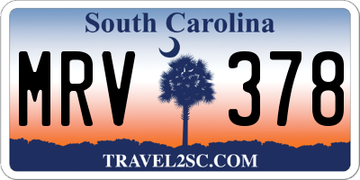 SC license plate MRV378