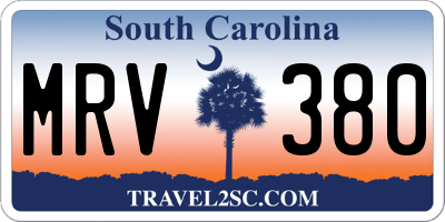SC license plate MRV380