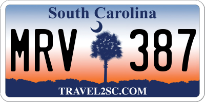 SC license plate MRV387