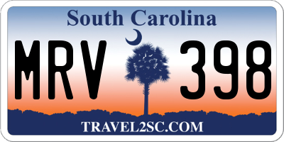 SC license plate MRV398