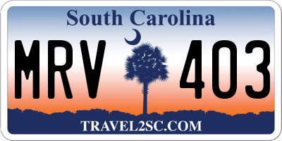 SC license plate MRV403