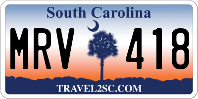SC license plate MRV418