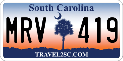 SC license plate MRV419