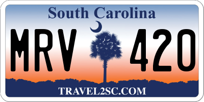 SC license plate MRV420