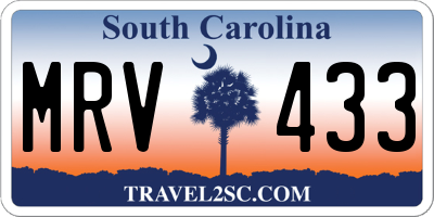 SC license plate MRV433