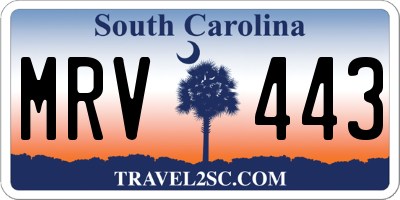 SC license plate MRV443