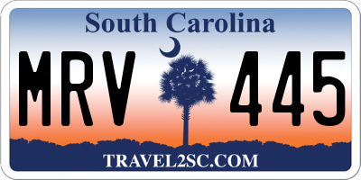 SC license plate MRV445