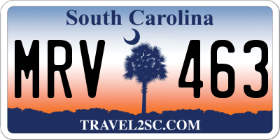 SC license plate MRV463