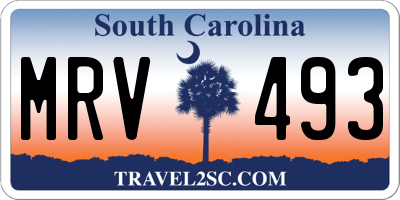SC license plate MRV493