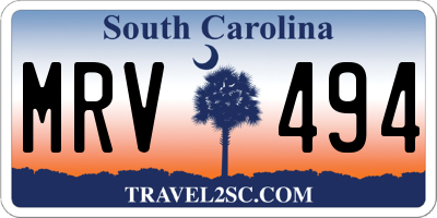 SC license plate MRV494