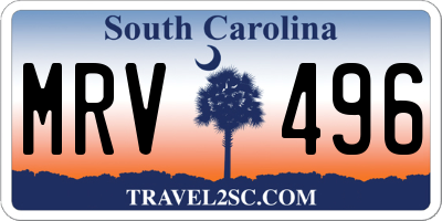 SC license plate MRV496