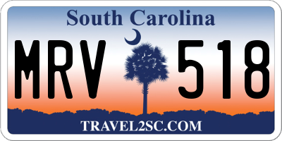 SC license plate MRV518