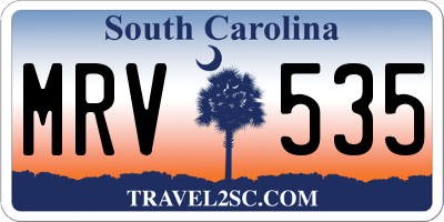 SC license plate MRV535
