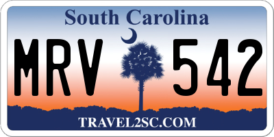 SC license plate MRV542