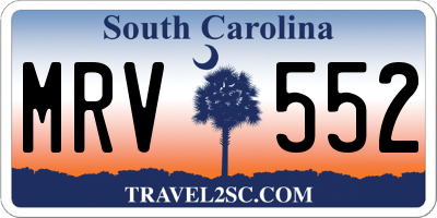 SC license plate MRV552