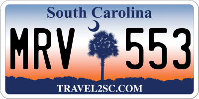 SC license plate MRV553