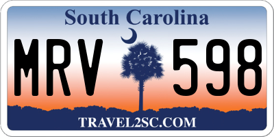 SC license plate MRV598