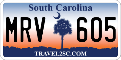 SC license plate MRV605
