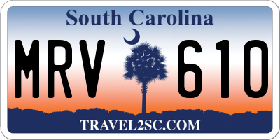 SC license plate MRV610