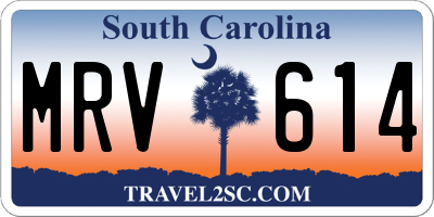 SC license plate MRV614