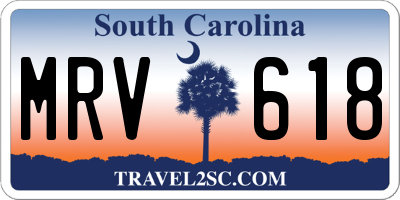 SC license plate MRV618