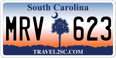 SC license plate MRV623