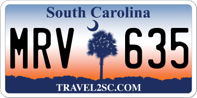 SC license plate MRV635