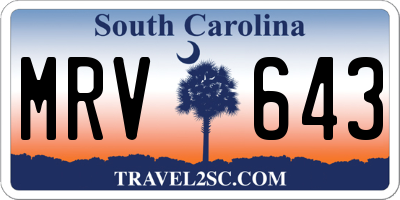 SC license plate MRV643
