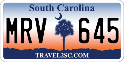 SC license plate MRV645