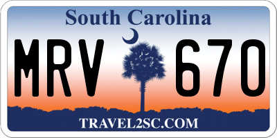 SC license plate MRV670