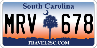 SC license plate MRV678