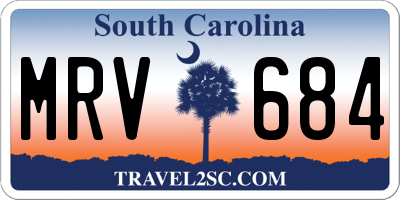 SC license plate MRV684
