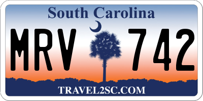 SC license plate MRV742