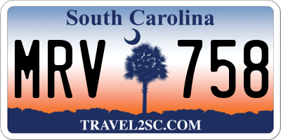SC license plate MRV758
