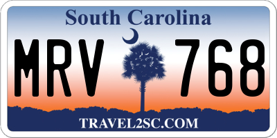 SC license plate MRV768