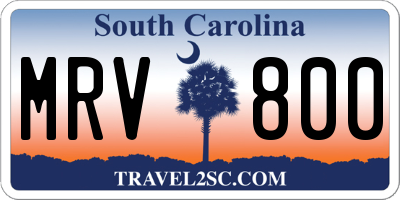 SC license plate MRV800