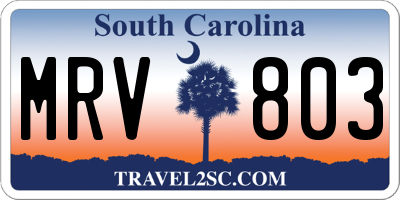 SC license plate MRV803