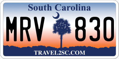 SC license plate MRV830